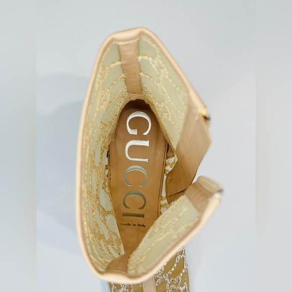 New! Gucci Demi Crystal Mesh Ankle Boots Beige Mid Heel Size EU-38.5 RETAIL$2950 - Picture 11 of 15
